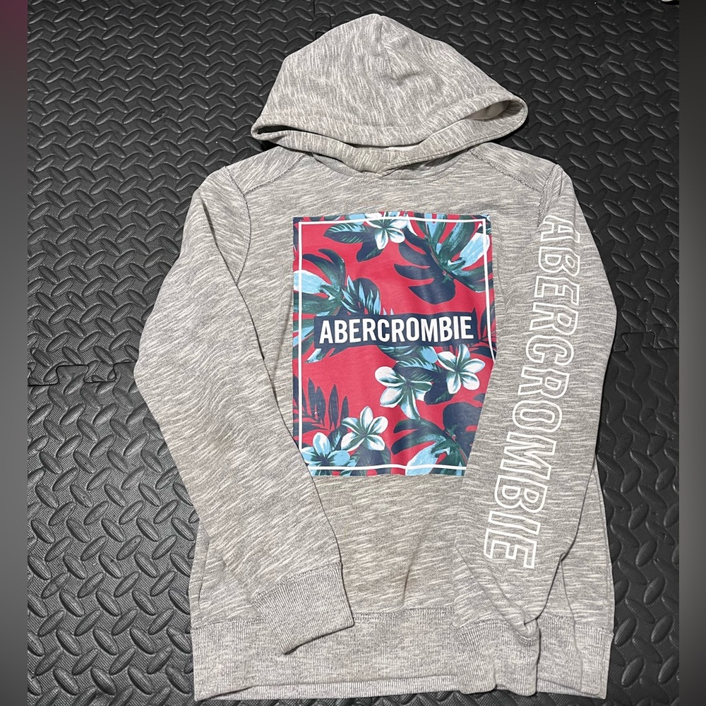 Grey Abercrombie and Fitch Floral hoodie/sweater